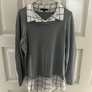 Large Adrianna Papell faux two piece sweater top
